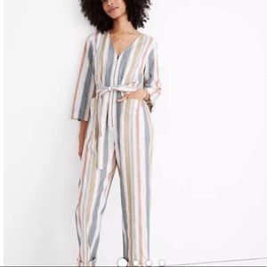 Madewell V-Neck Zip UP Jumpsuit with front tie NWT